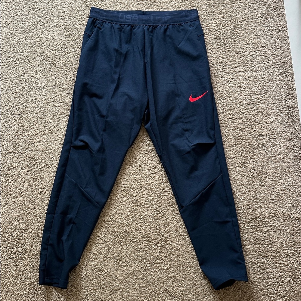 Nike Dark Blue Athletic Pants with Red Logo.Team USA